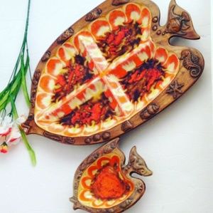 🎈 Nautical Mid Century TREASURE CRAFT DIVIDED Dish & Dip Serveware